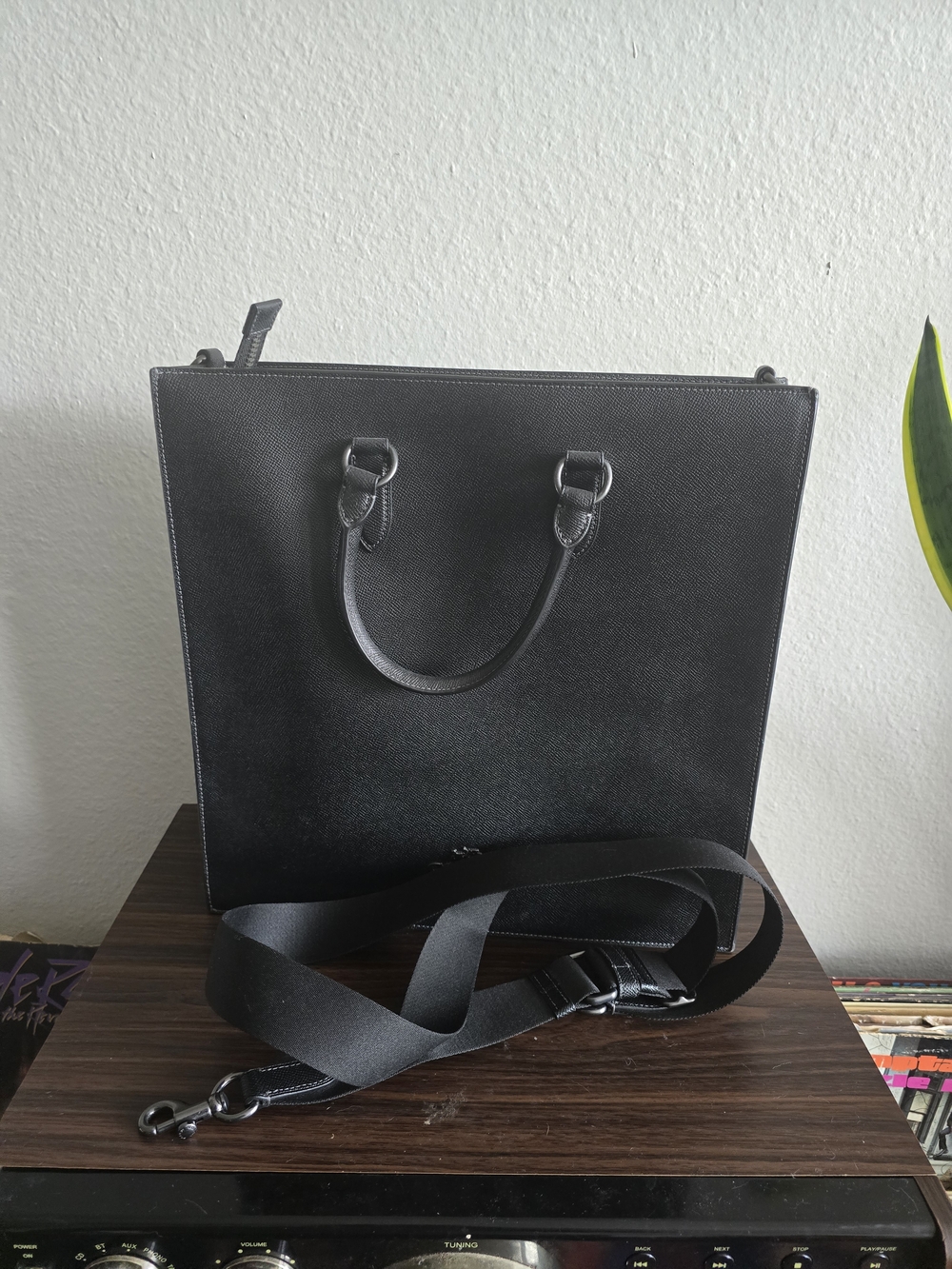 Coach Large Dylan Tote Black Crossgrain Leather Gunmetal Hardware